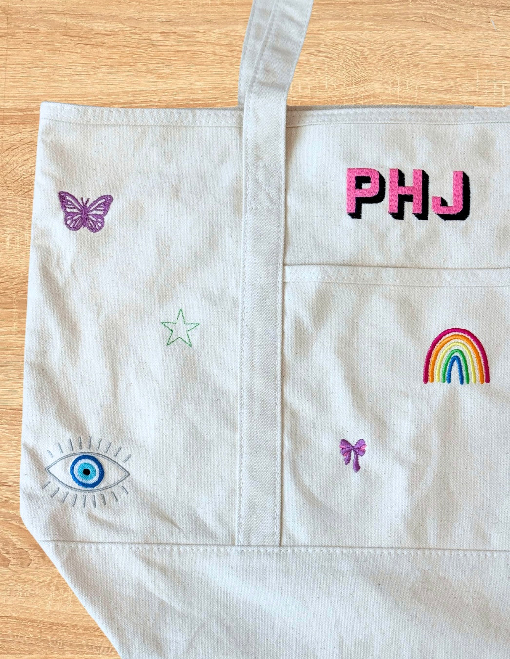 Large custom tote bag w/ graphics