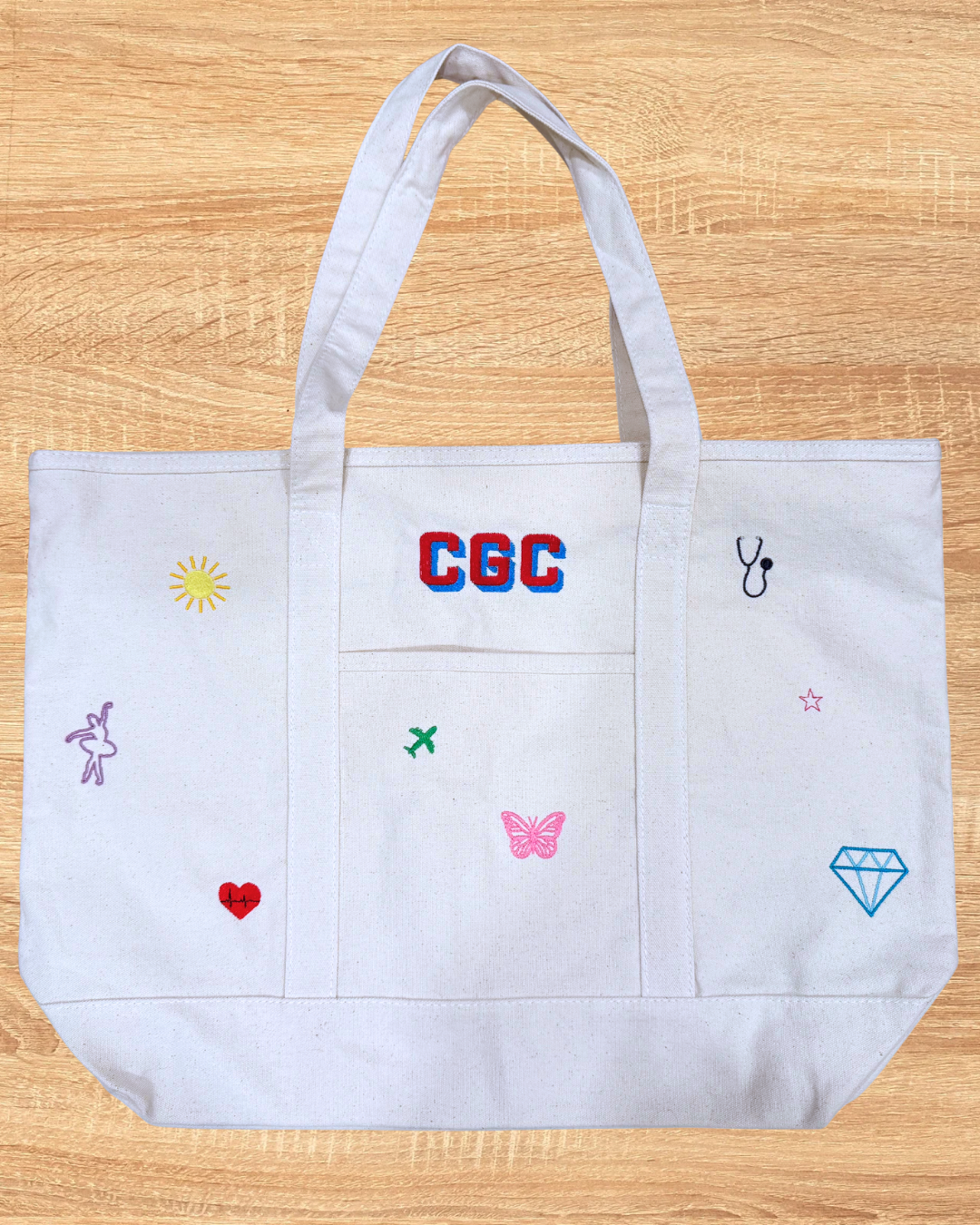 Large custom tote bag w/ graphics