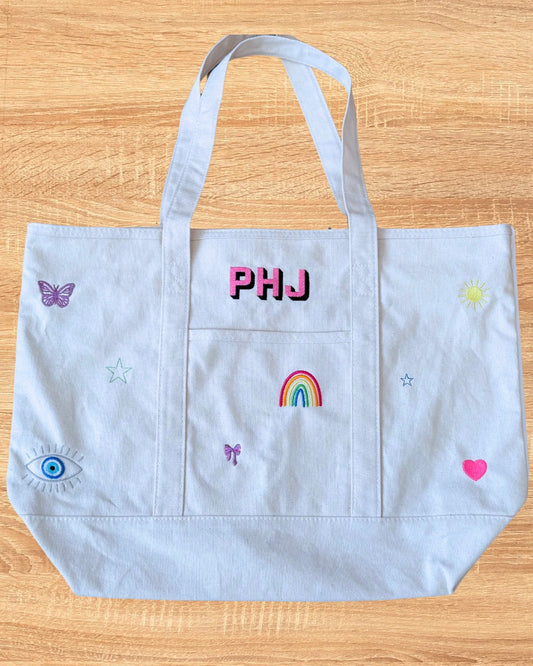 Large custom tote bag w/ graphics