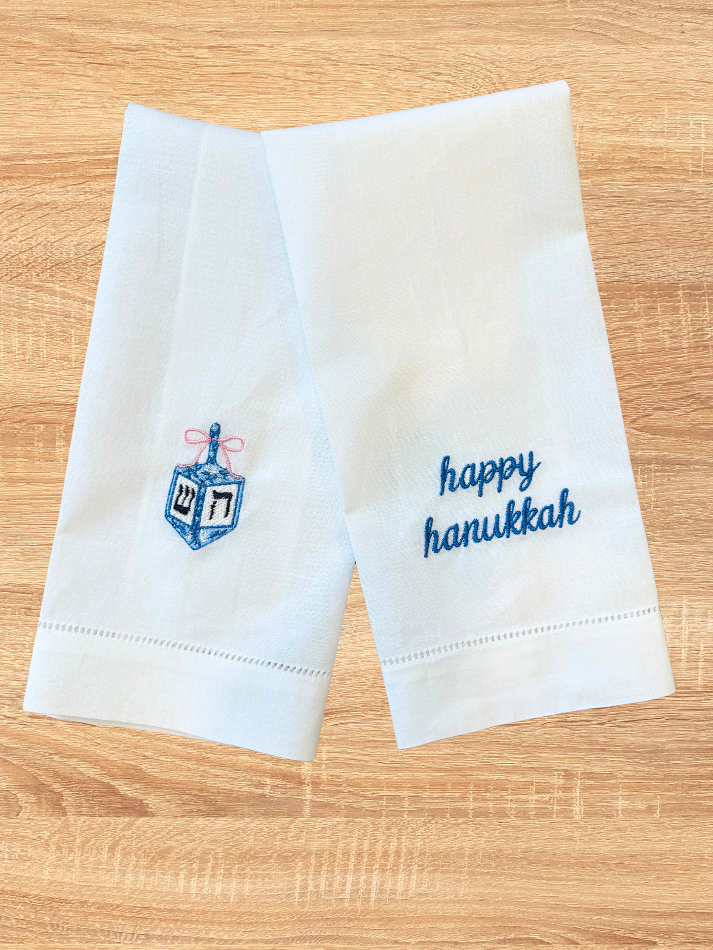Hanukkah linen guest towels - set of 2